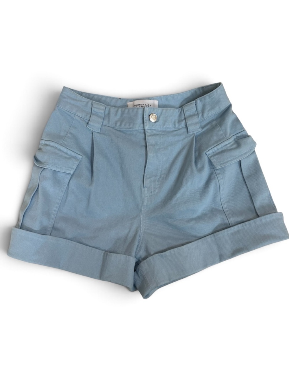 Derek Lam Powder Blue High-Rise Cuffed Shorts